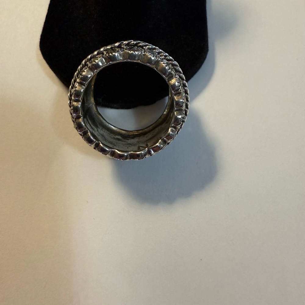 Chunky Sterling Silver Textured Marcasite Ring - image 3
